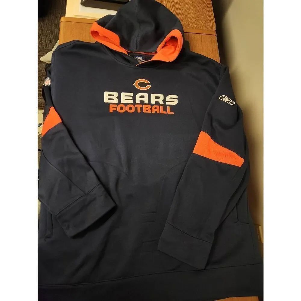 Reebok Onfield NFL Chicago Bears Hoodie Mens 3XL Pullover Footbal Blue Orange. S